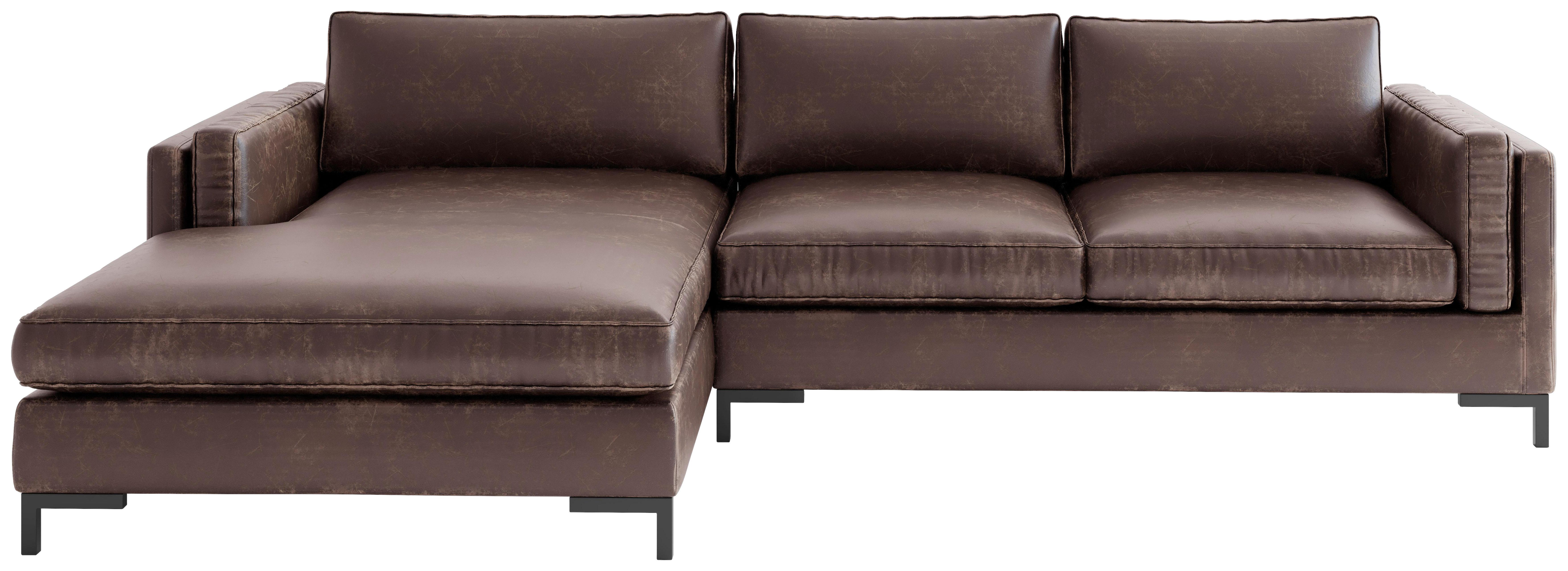 Ecksofa Packo Dunkelbraun S: 160x265 cm - Dunkelbraun/Schwarz, Design, Textil (160/265cm) - Livetastic