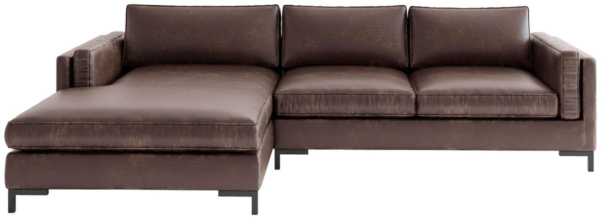 Ecksofa Packo Dunkelbraun S: 160x265 Cm - Dunkelbraun/Schwarz, Design, Textil (160/265cm) - Livetastic