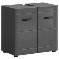 Waschbeckenunterschrank Soft 2-Türig B: 60 Cm - Grau Hochglanz/Schwarz, MODERN, Holzwerkstoff (60/56/34cm) - MID.YOU