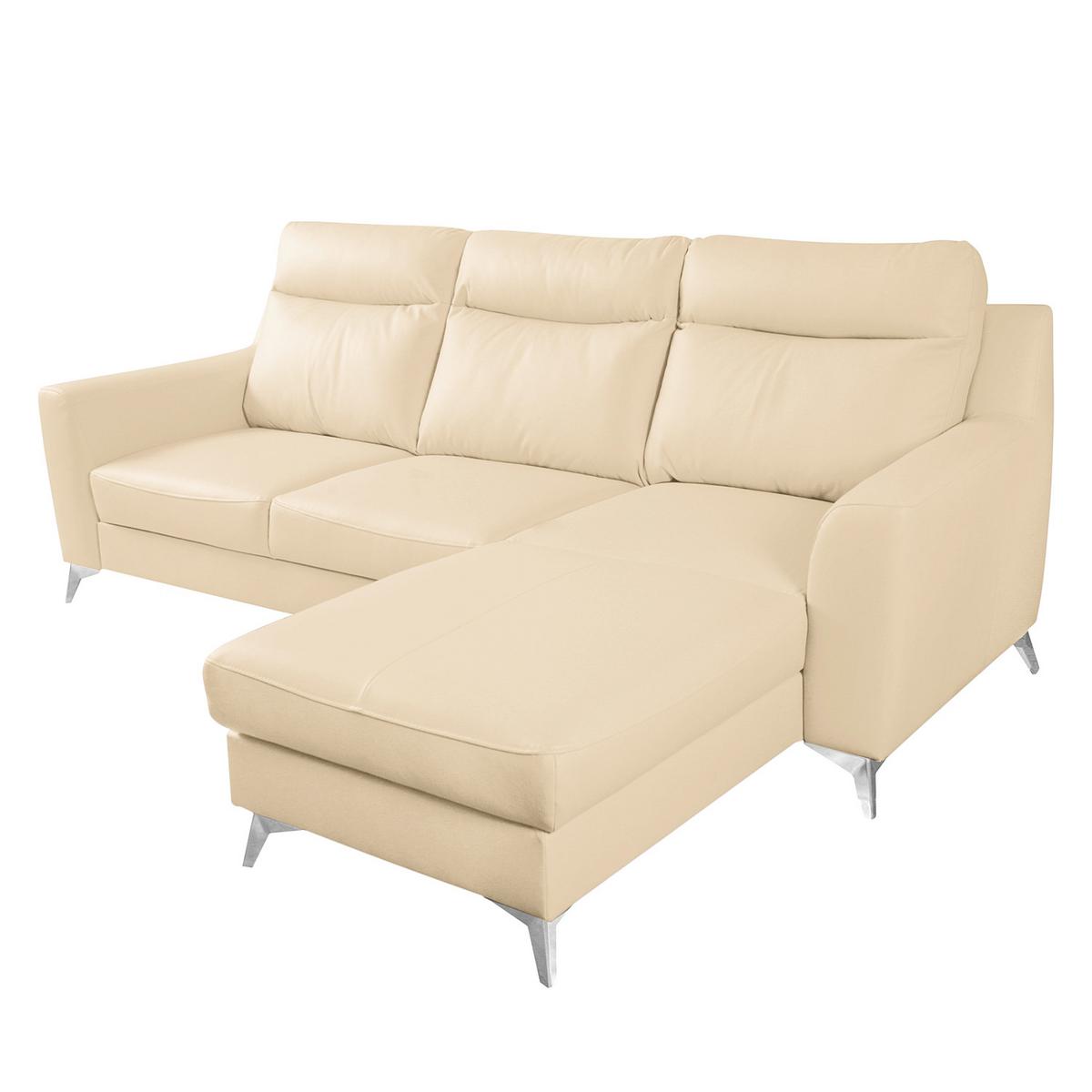 Ecksofa Gio Beige S: 236x168 Cm - Chromfarben/Beige, Design, Leder/Textil (236/168cm) - Livetastic