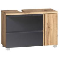 Waschbeckenunterschrank Varese B: 85 cm Grau/Eiche Wotan - Eiche Wotan/Grau, MODERN, Holzwerkstoff (85/56/35cm) - Held