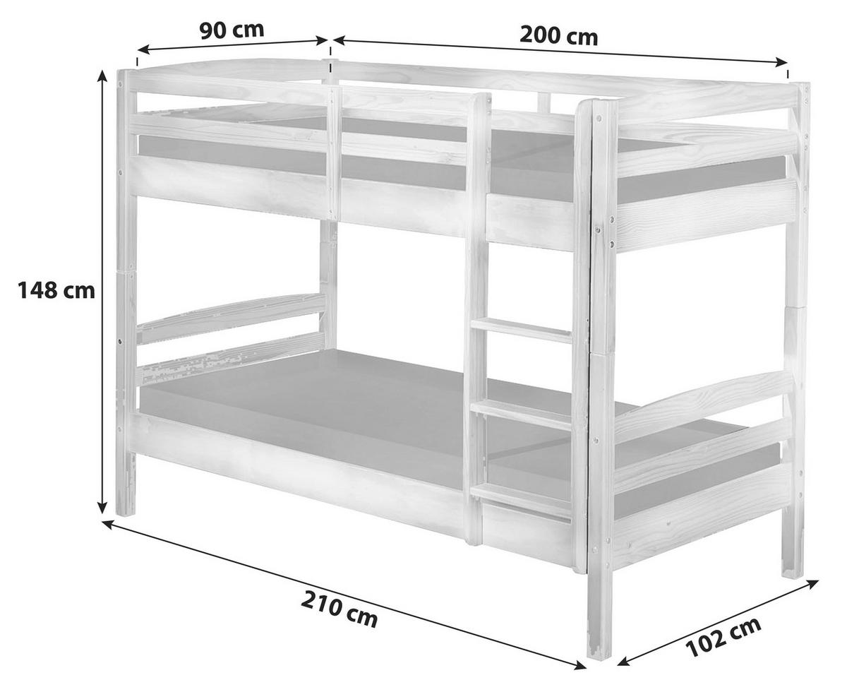 Etagenbett Annika, Weiß 90/200cm - Weiß, KONVENTIONELL, Holz (90/200cm) - Livetastic