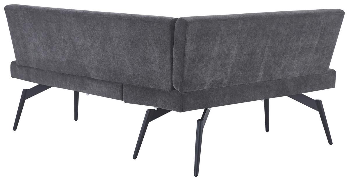Eckbank Tinos Dunkelgrau, S: 150x190 cm - Dunkelgrau/Schwarz, KONVENTIONELL, Textil/Metall (150/190cm) - MID.YOU