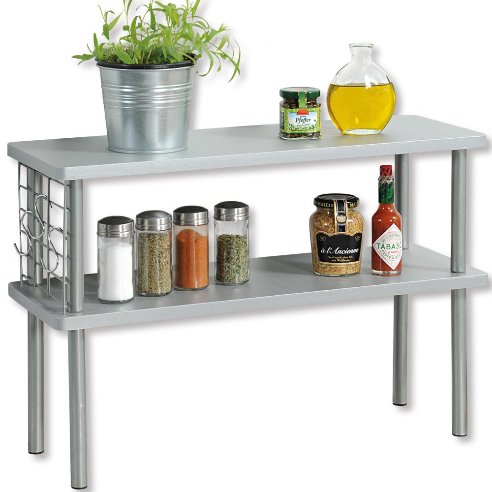 Küchenregal Mit 2 Ebenen B: 55 cm, Chrom - Weiß, MODERN, Holzwerkstoff/Metall (55cm) - Kesper