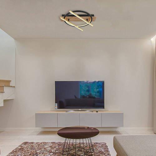 Led Mennyezeti Lámpa 67295d - sötétbarna/fekete, Design, műanyag/faalapú anyag (44/40/9cm) - Globo