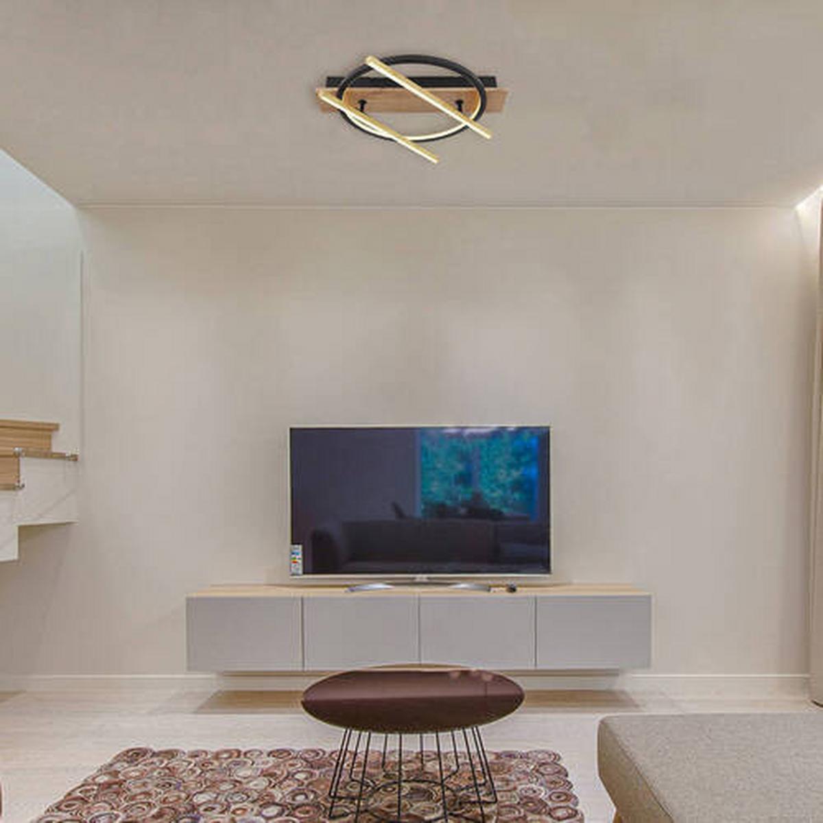 Led Mennyezeti Lámpa 67295d - sötétbarna/fekete, Design, műanyag/faalapú anyag (44/40/9cm) - Globo