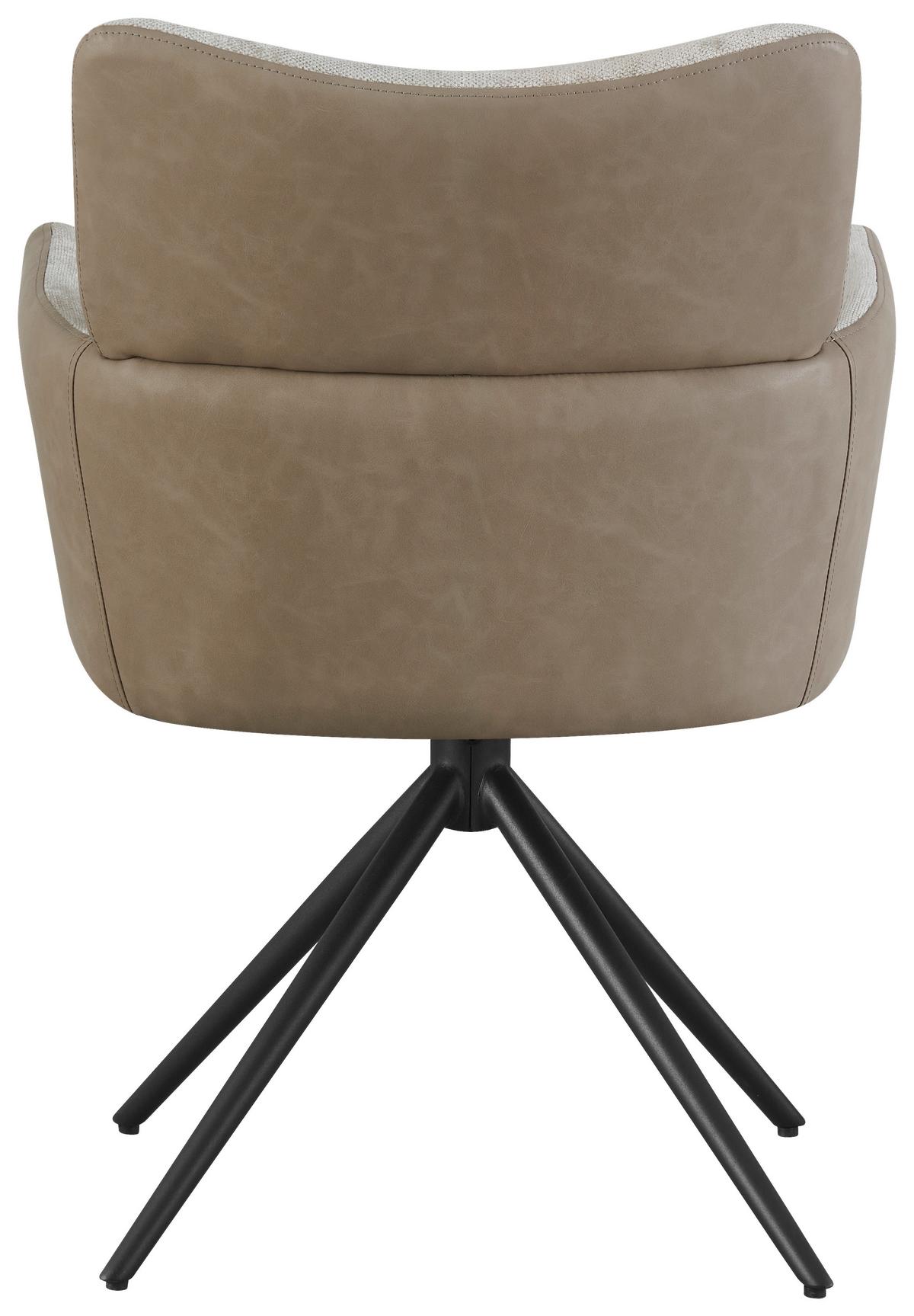 Armlehnstuhl Maja Webstoff Beige, B: 58 Cm - Beige/Schwarz, KONVENTIONELL, Textil/Metall (58/84/64cm) - MID.YOU