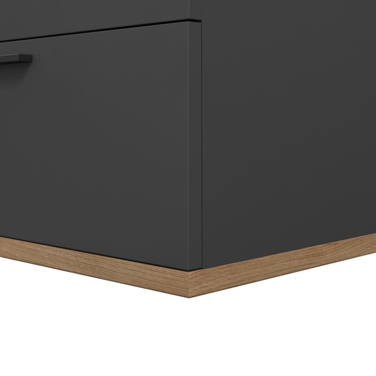Waschbeckenunterschrank Cotia Cotlu B: 57 cm Anthrazit - Eichefarben/Anthrazit, MODERN, Keramik/Holzwerkstoff (140/57/48cm) - James Wood