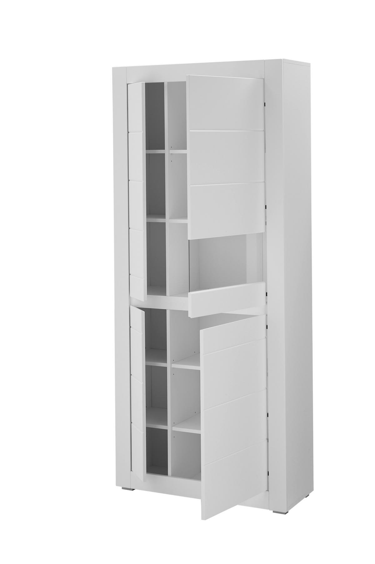 Vitrine Chester Weiß/Eichefarben B: 85cm - Eichefarben/Silberfarben, Design, Holzwerkstoff (85/198/35cm) - MID.YOU