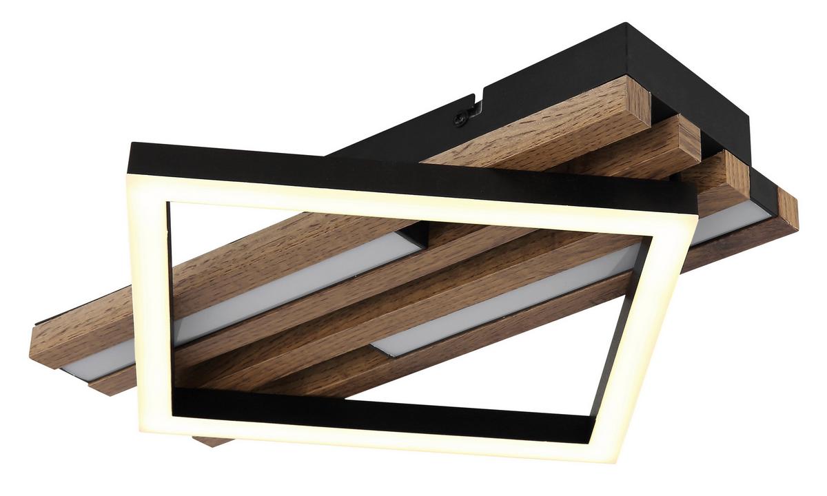 LED-Deckenleuchte 67344d Obrien - Dunkelbraun/Schwarz, Natur, Holzwerkstoff/Kunststoff (33/31/7,5cm) - Globo