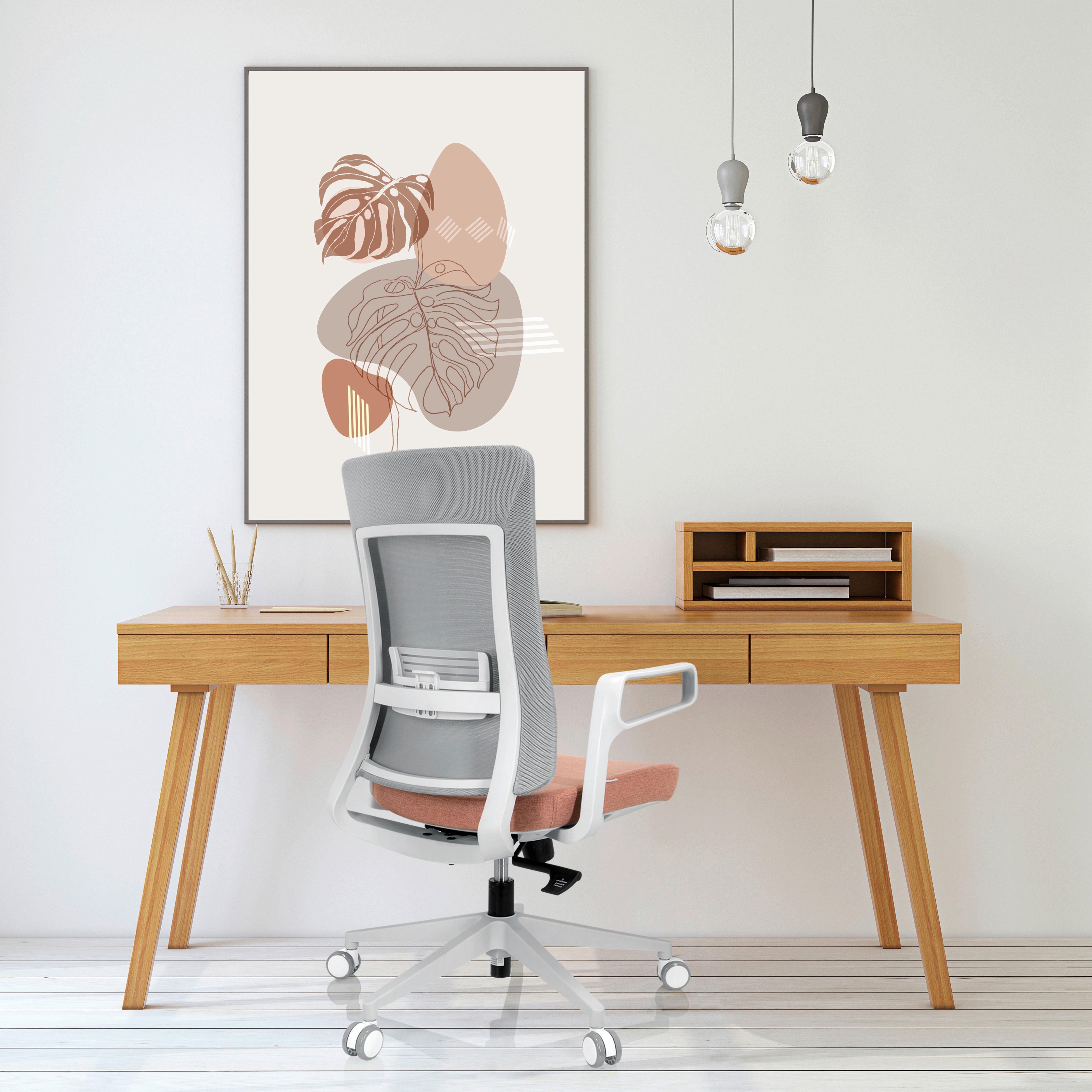 Drehstuhl Comfio Wm Grau/Rosa Bis 120 Kg - Rosa/Grau, Basics, Kunststoff/Textil (58/104/59cm) - MID.YOU