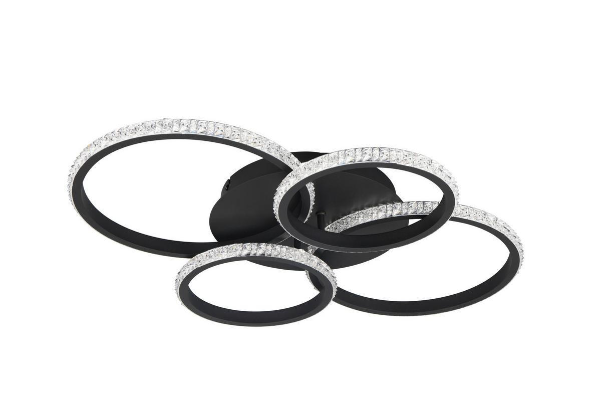 Led-deckenleuchte Cires Klar Schwarz Transparent - Klar/Transparent, Basics, Kunststoff/Metall (65,5/48,5/8,5cm)