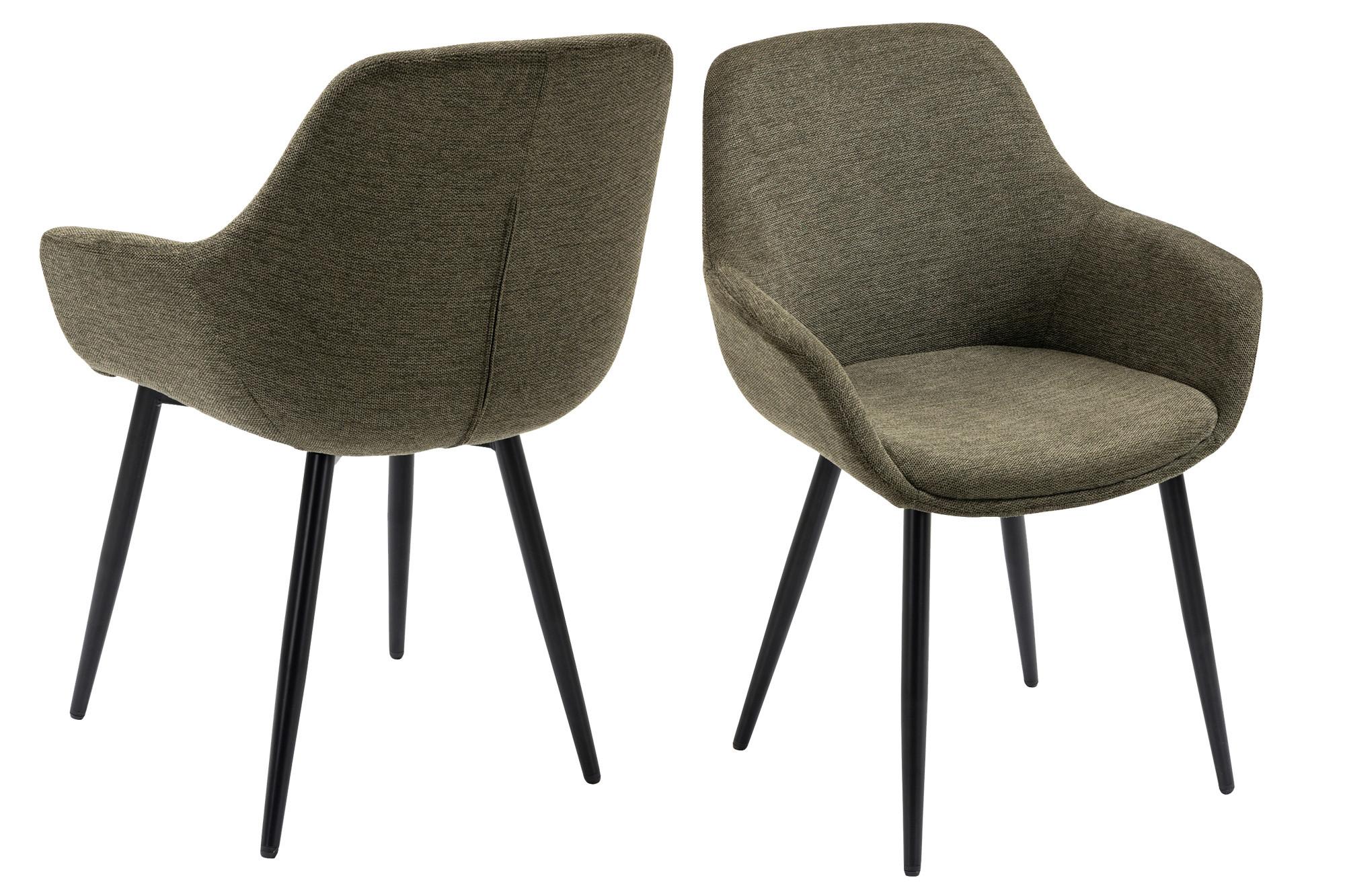 Armlehnstuhl-Set Grün B: 64 cm - Schwarz/Grün, MODERN, Textil/Metall (64/86/59cm) - Livetastic