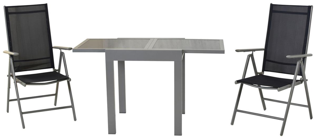 Gartenmöbel Set 3-Tlg Amalfi aus Metall/Textil - Blau/Silberfarben, MODERN, Textil/Metall - Gardenson