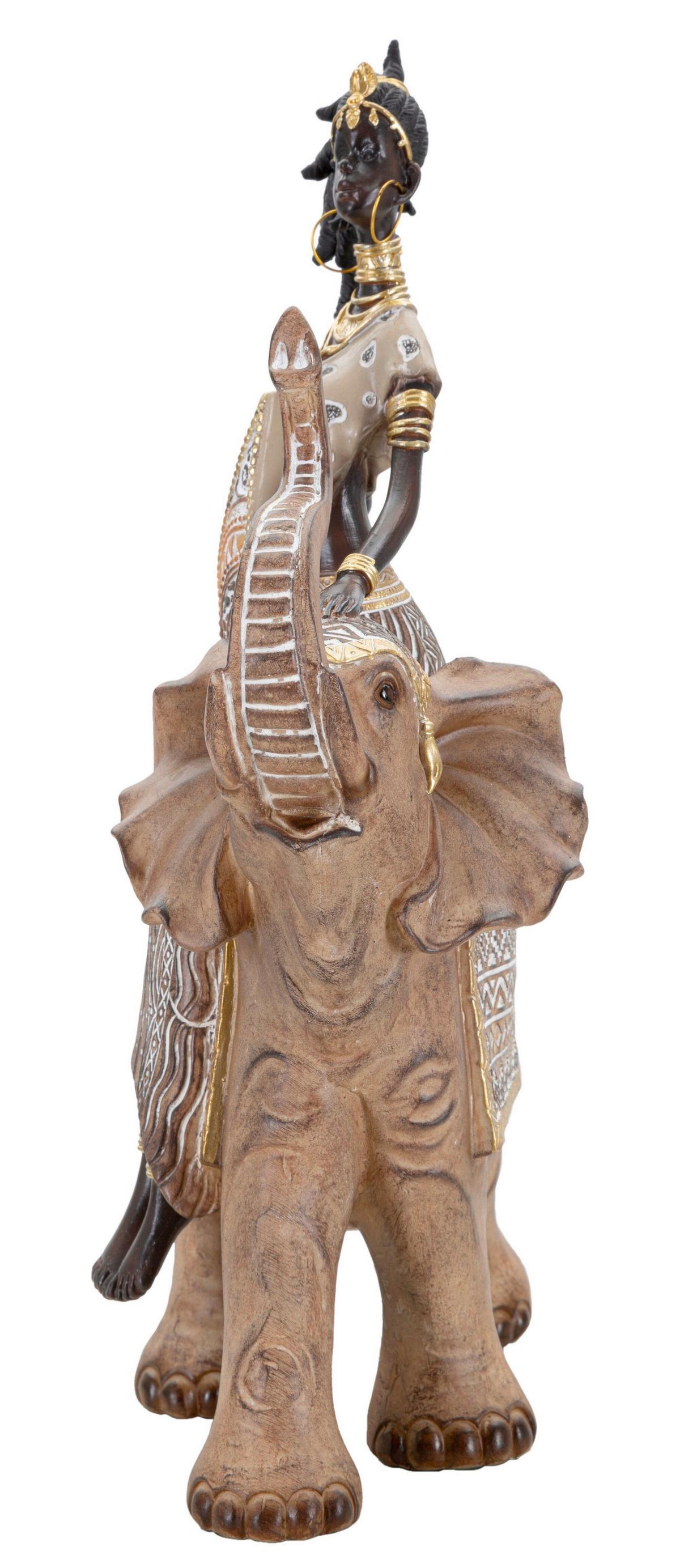 Skulptur Masai With Elephant Multicolor B: 22,5 cm - Multicolor, Basics, Kunststoff (22.5/32.5/12cm)