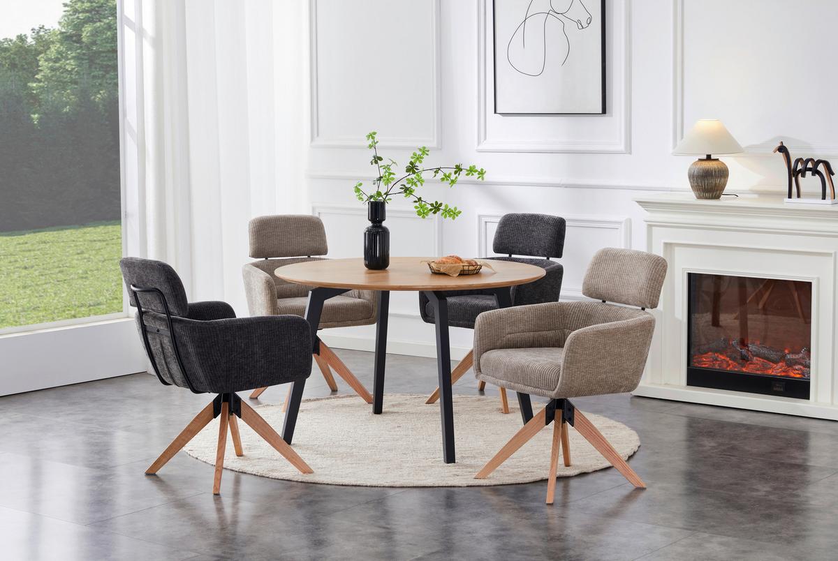 Armlehnstuhl Mattis Cord anthrazit, B: 60 cm - Anthrazit/Naturfarben, KONVENTIONELL, Holz/Textil (60/90/69cm) - Livetastic