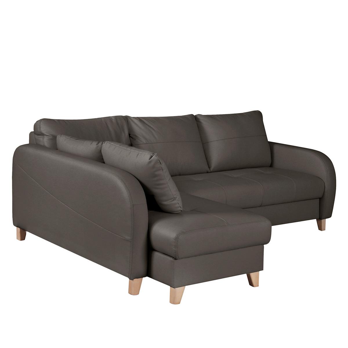 Ecksofa Compact Dunkelbraun B: 168x227 Cm - Dunkelbraun/Buchefarben, Design, Leder/Textil (168/227cm) - Livetastic