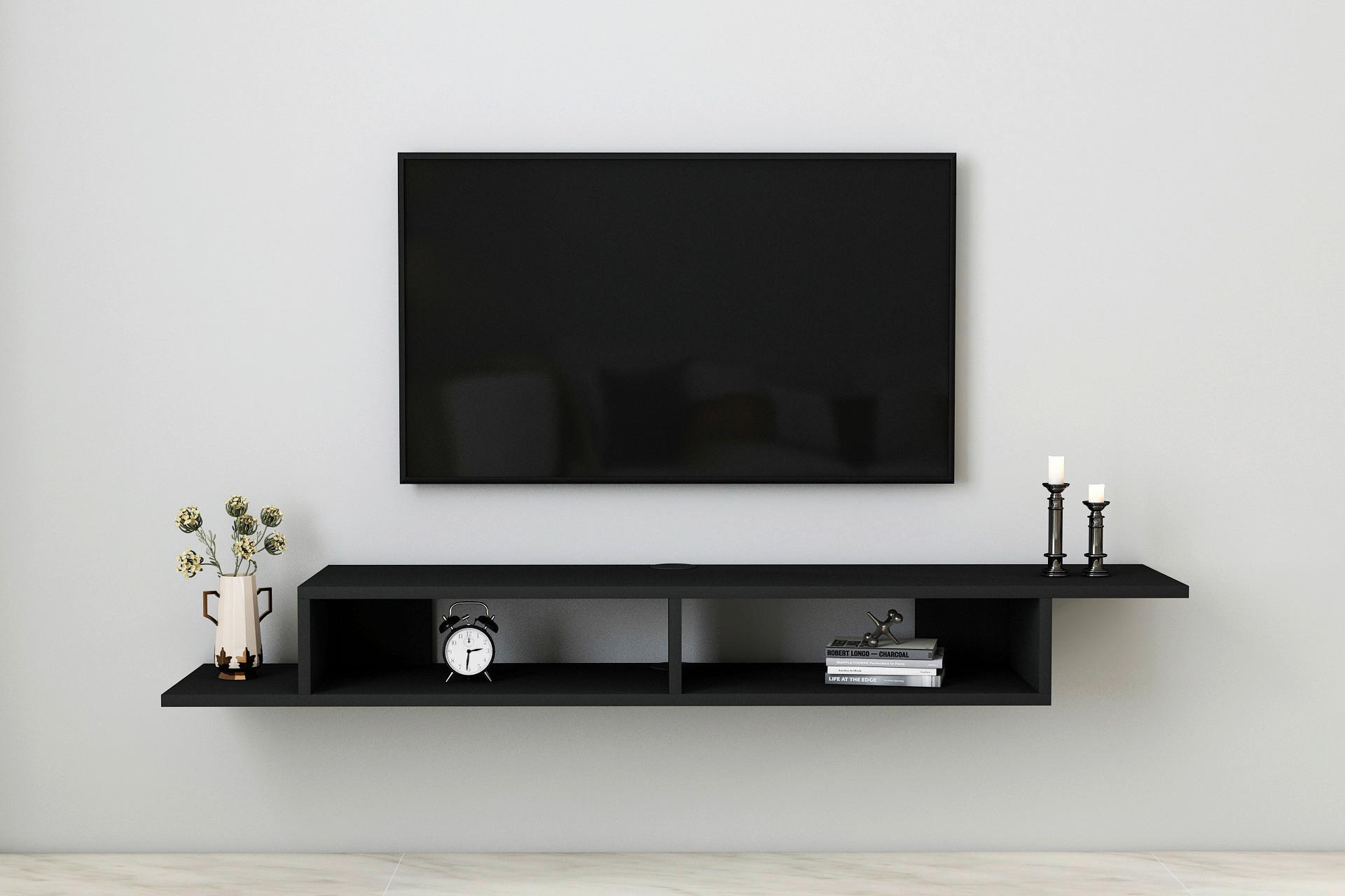 Wandboard Artemis TV-Wandregal - Schwarz, Design, Holzwerkstoff (149/16,4/29,6cm) - Livetastic