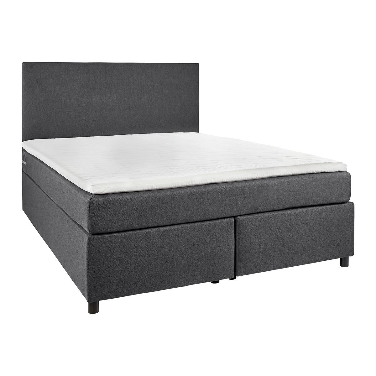 Boxspringová postel FLORIN, 140x200, šedá - šedá, Moderní, kompozitní dřevo/textil (140/200cm)