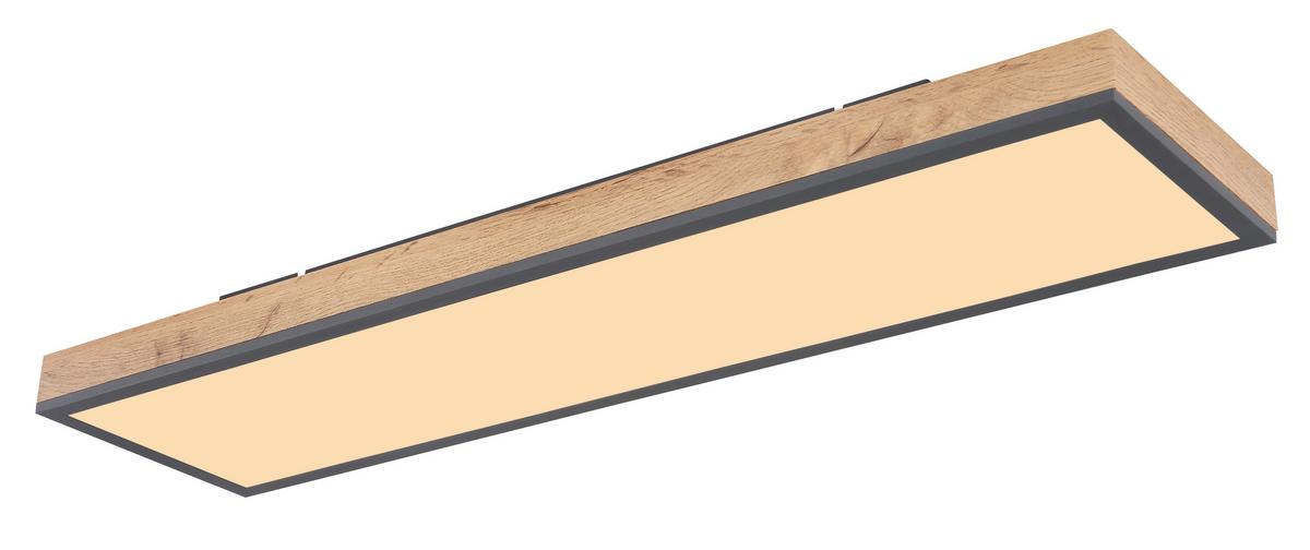 LED-Deckenleuchte Henry L: 80 cm, 1-Flammig, mit Holz - Eichefarben/Opal, MODERN, Holzwerkstoff/Kunststoff (80/20/6,5cm) - Luca Bessoni