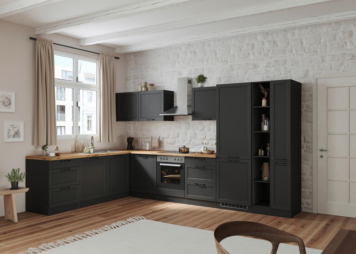 Eckküche Meran mit Geräten 240x360 cm Grau/Eiche Dekor - Eiche Wotan/Grau, LIFESTYLE, Holzwerkstoff (240/360cm) - Held