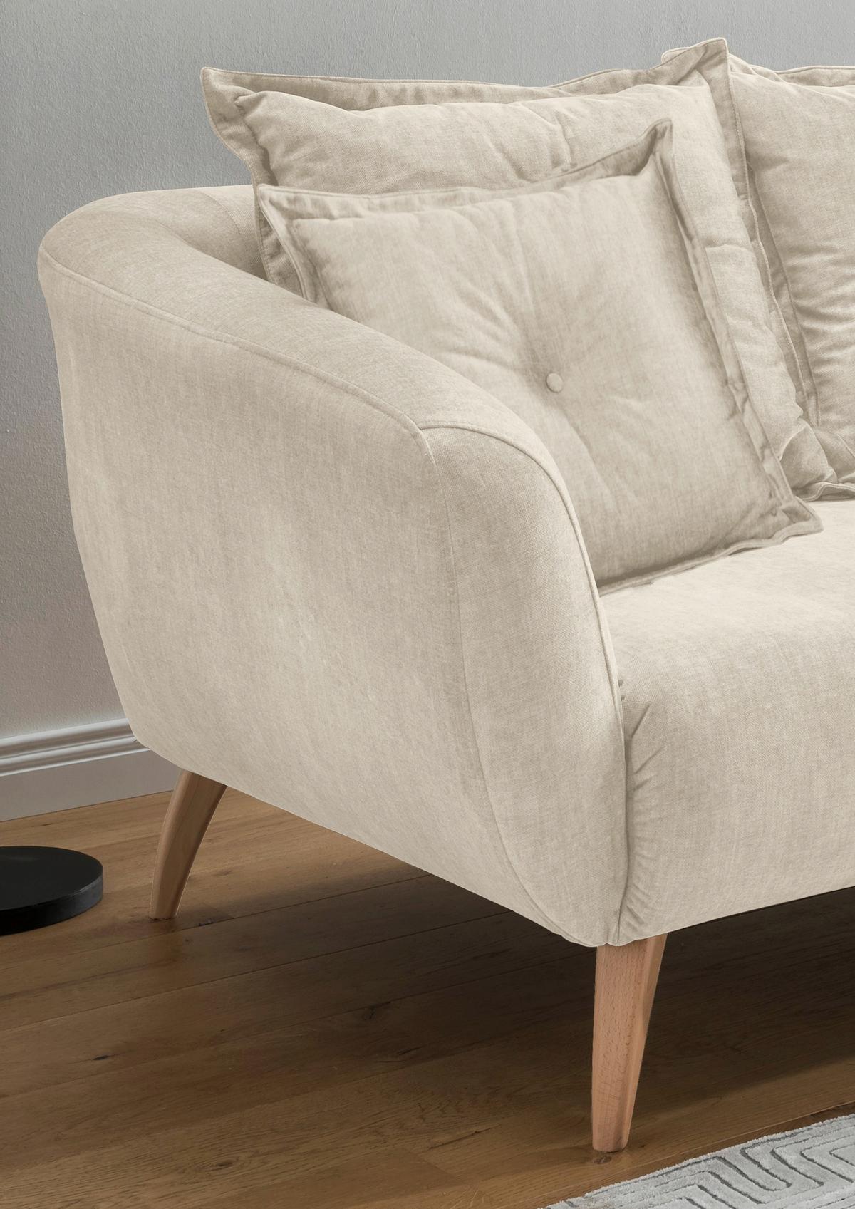Ecksofa Baggio, Beige, Buchefarben, S: 277x162 Cm - Beige/Buchefarben, MODERN, Textil (277/162cm) - Livetastic