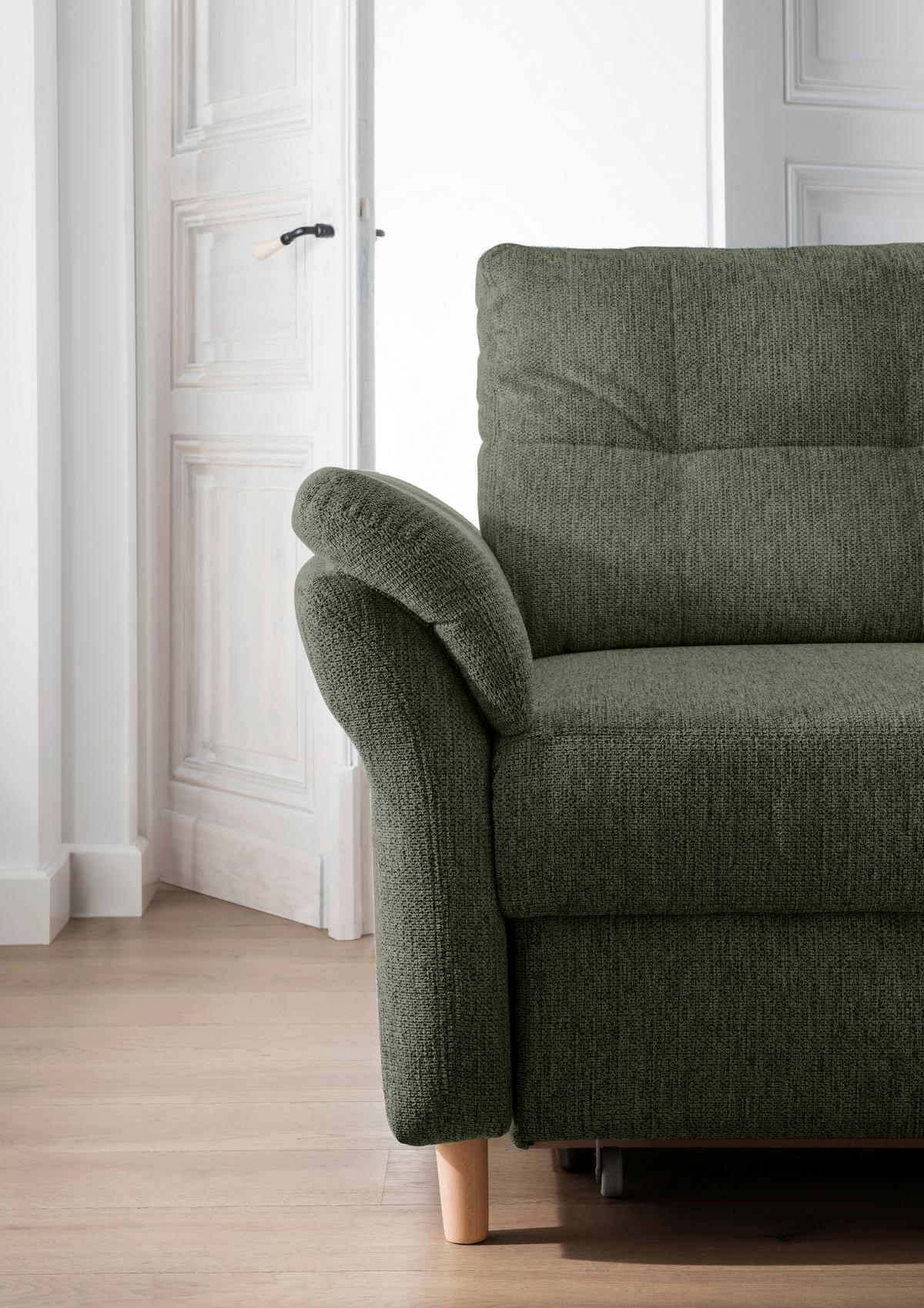 Ecksofa Brizzini Dunkelgrün S: 264x206 Cm - Dunkelgrün/Naturfarben, MODERN, Textil (264/206cm) - Livetastic