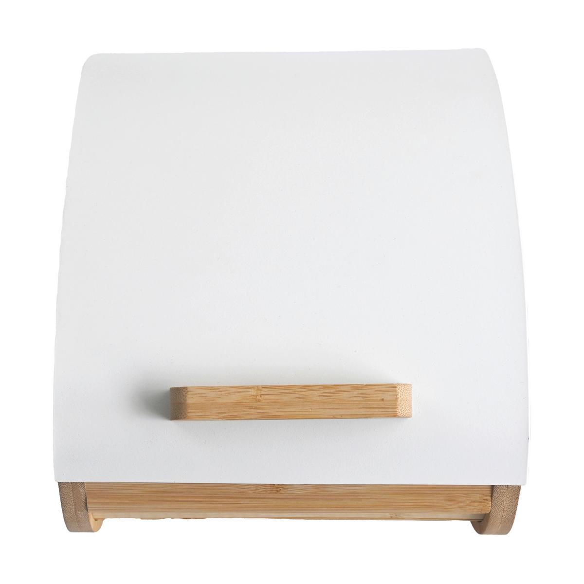 Box na chlieb SVEA - S - biela/prírodná farba, Modern, kov/drevo (25/20/15,5cm) - Mömax