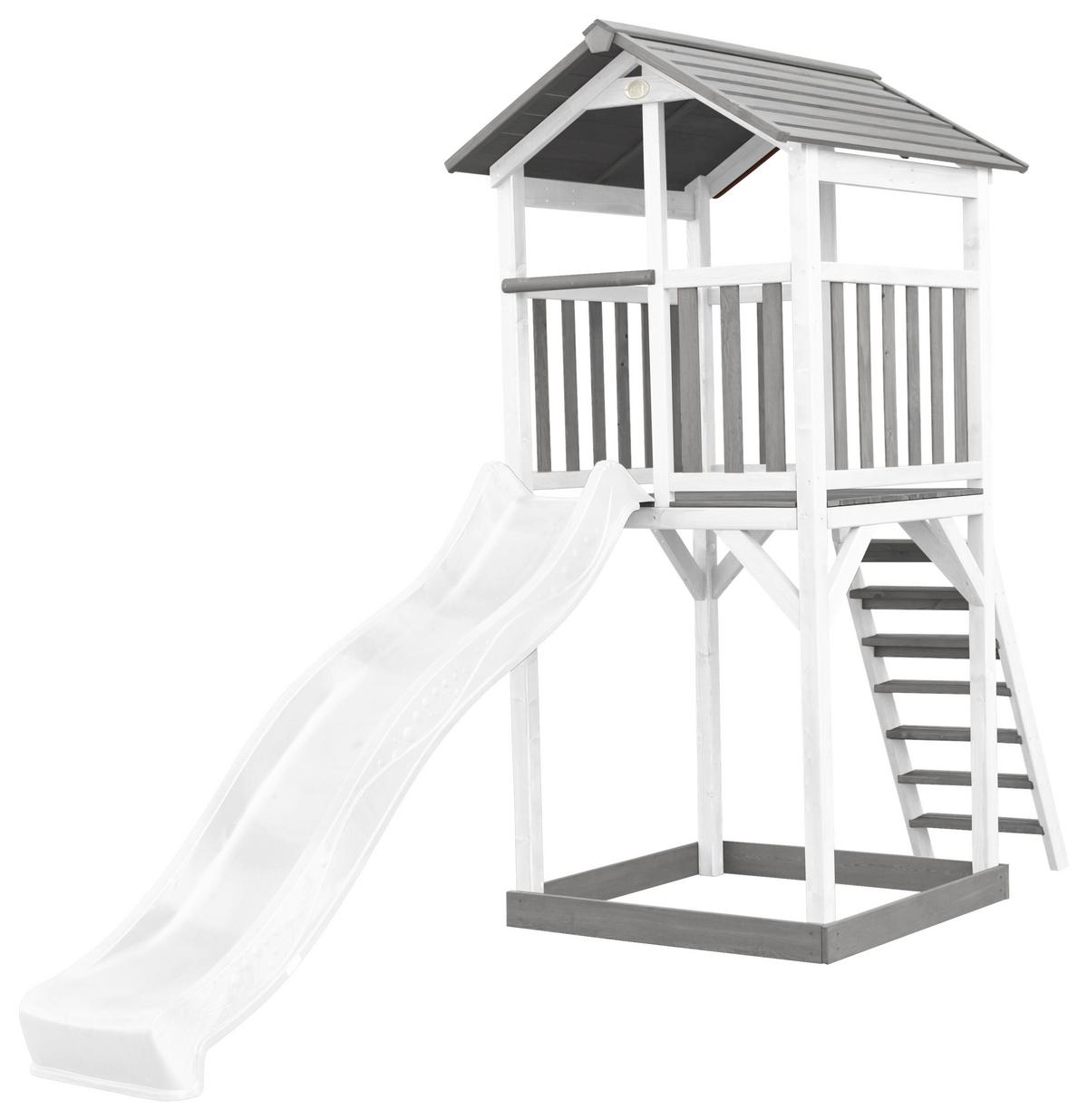 Spielturm A025.120.92 - Weiß/Grau, KONVENTIONELL, Holz/Kunststoff (111,2/241,9/349cm) - Ambia Garden