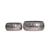 Dekovase 2er Set Silberfarben B: 39 cm - Silberfarben, Design, Metall (39/17/39cm) - Livetastic