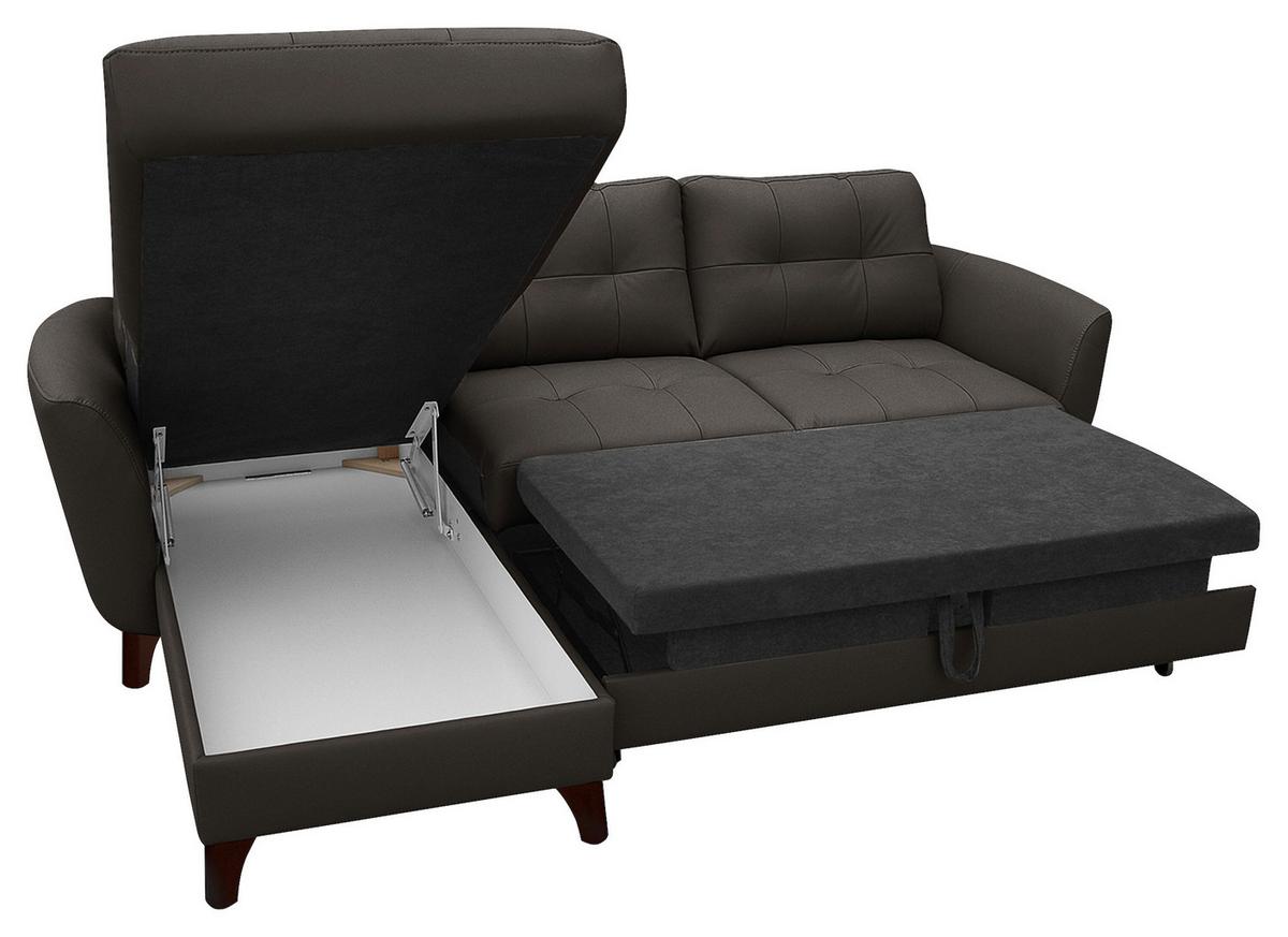 Ecksofa Nordic Dunkelbraun S: 168x238 cm - Dunkelbraun/Buchefarben, Design, Leder/Textil (168/238cm) - Livetastic