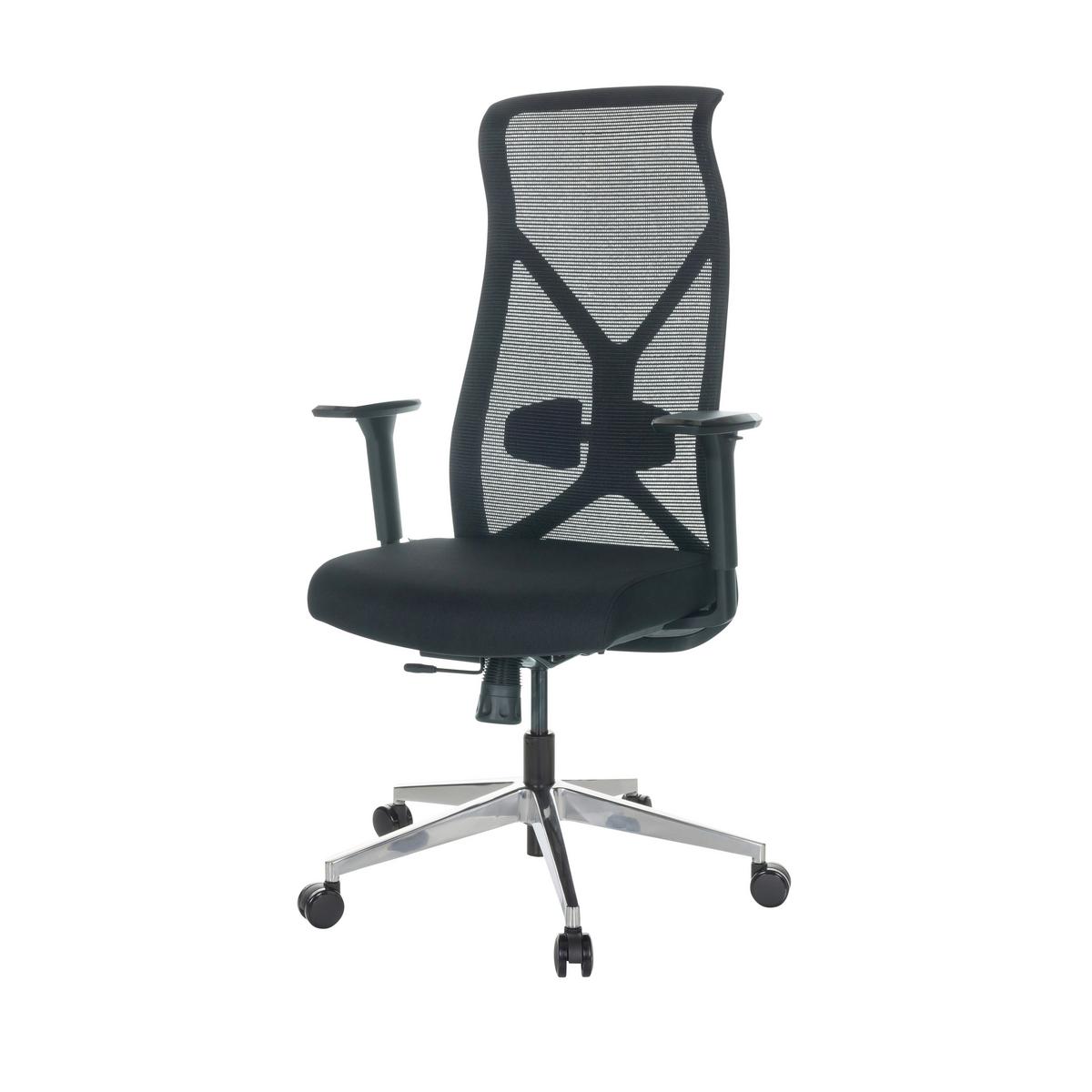 Drehstuhl Azurro B - Silberfarben/Schwarz, Basics, Kunststoff/Textil (69/119-128/60cm) - MID.YOU