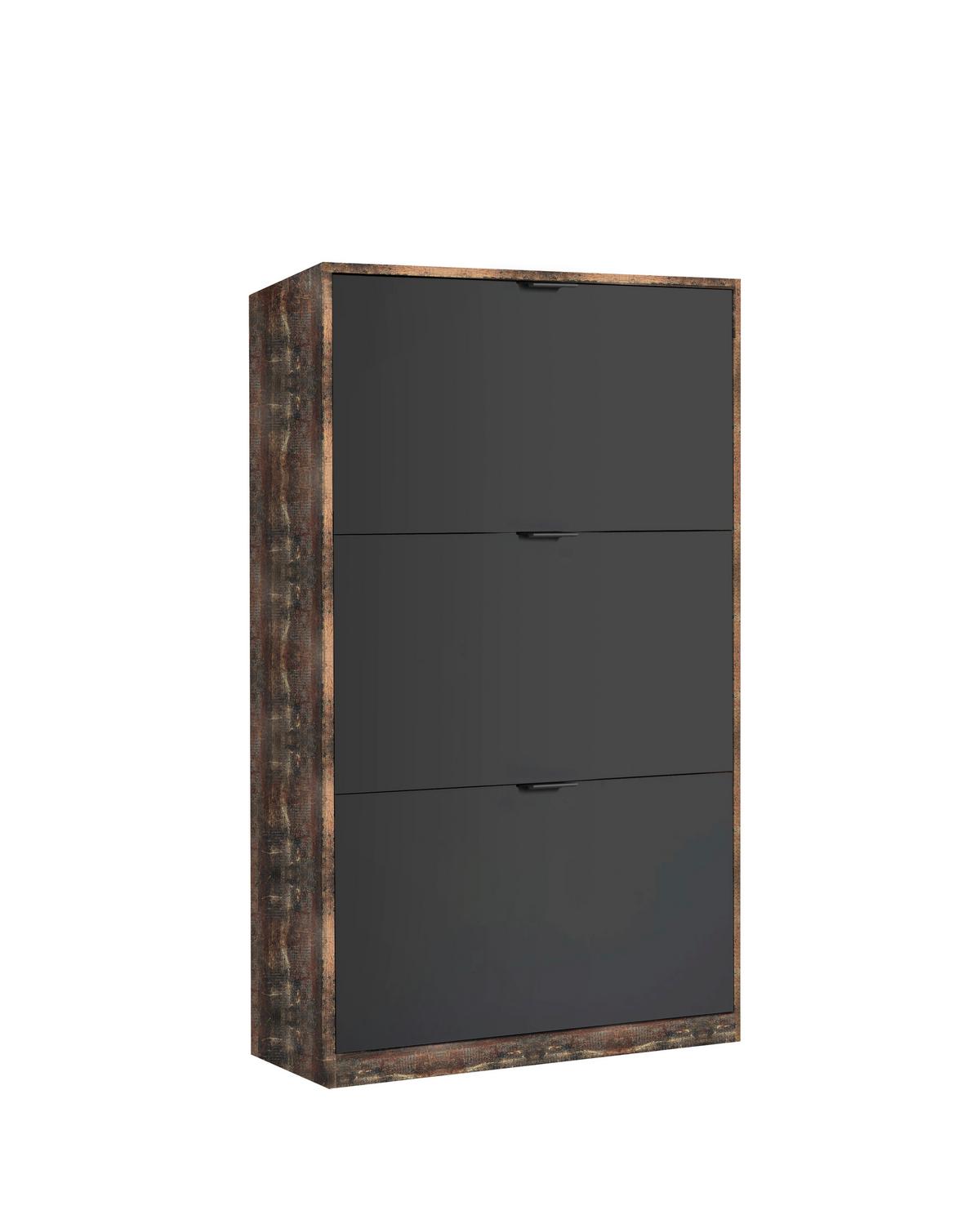 Cipősszekrény Yoro 3 64/119,7cm - ótölgy/antracit, Konventionell, faalapú anyag (64/119,7/19cm)