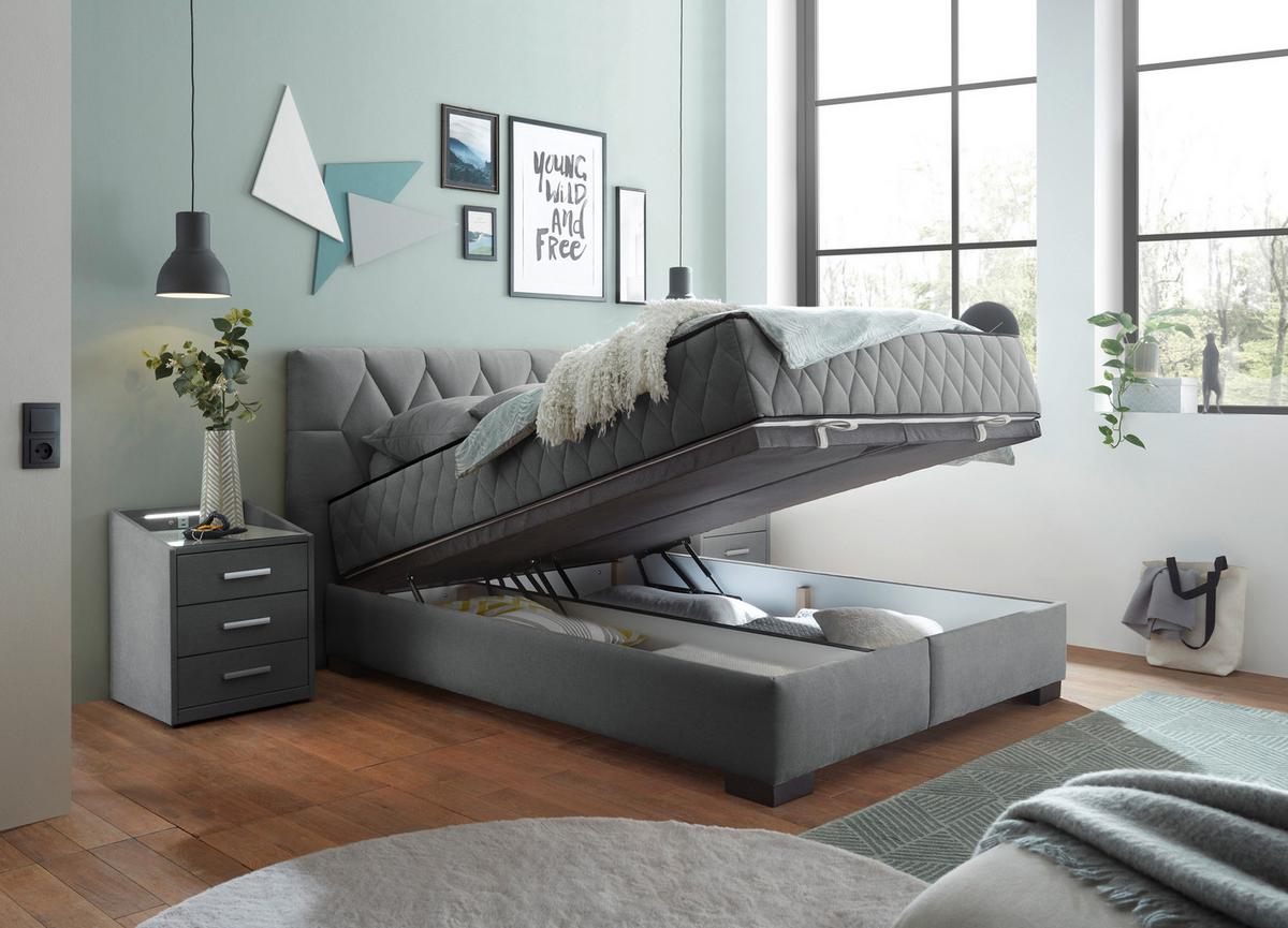Boxbett Nagol B - Anthrazit/Schwarz, MODERN, Holzwerkstoff/Textil (140/200cm) - MID.YOU