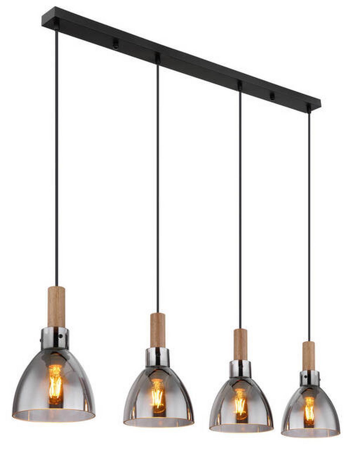 Függőlámpa 15550-4h - fekete, Design, faalapú anyag/Üveg (105/16/120cm) - Globo