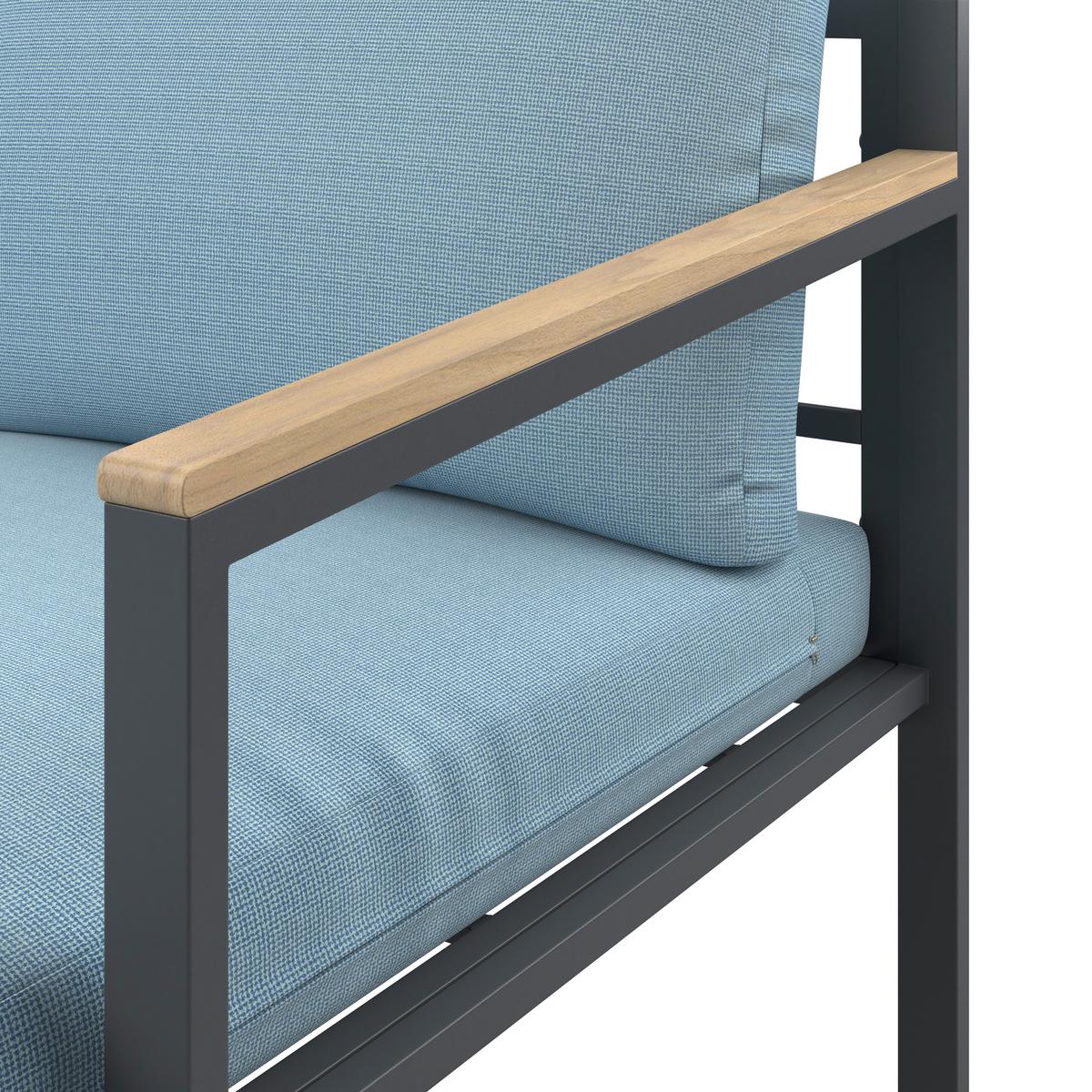 Loungegarnitur Mauri - Anthrazit/Weiß, MODERN, Holz/Textil (219/142cm) - Beldano