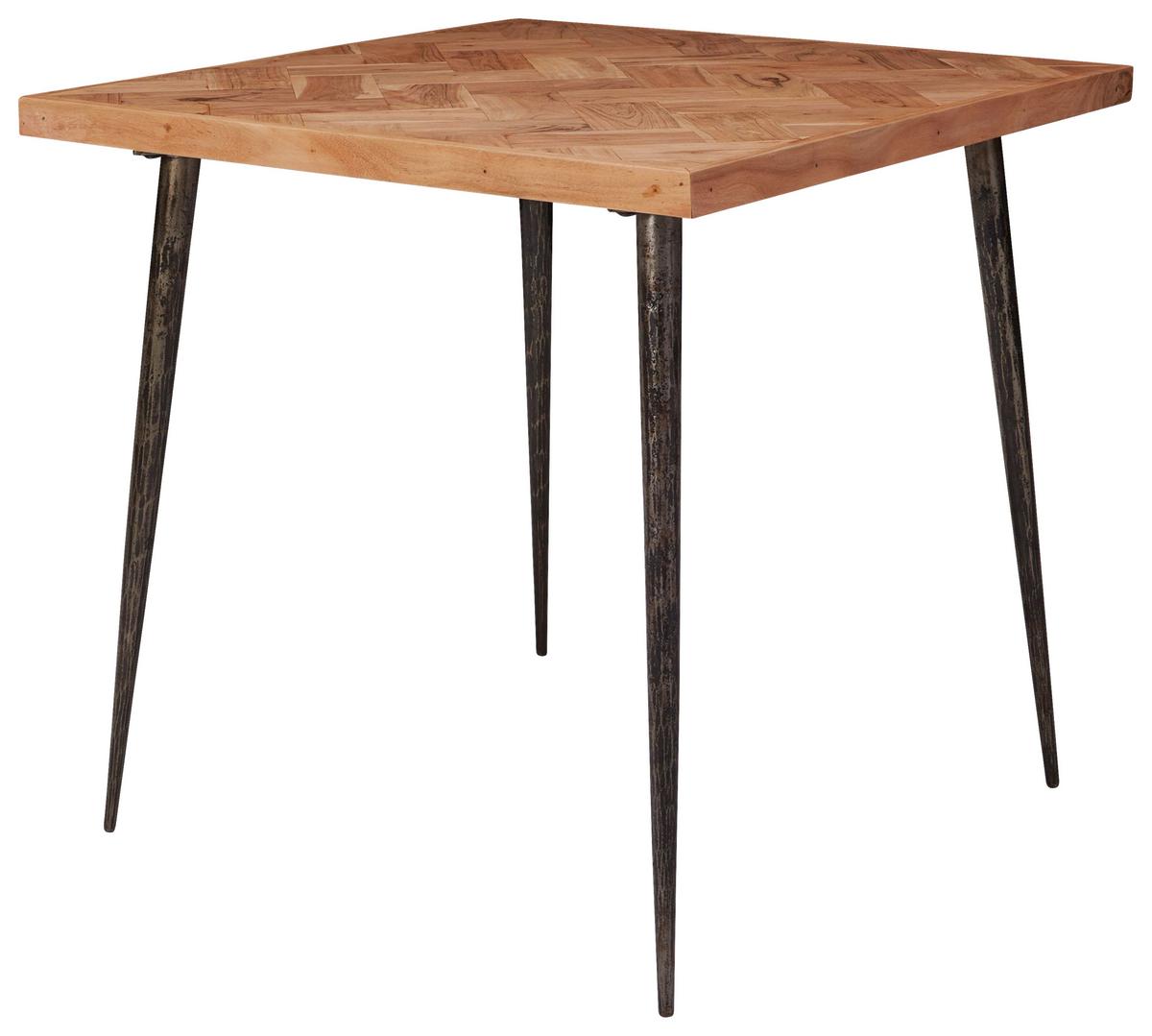 Esstisch Wl5.633 - Schwarz/Akaziefarben, Design, Holz/Metall (80/80/76cm) - MID.YOU