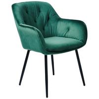 Armlehnstuhl Salerno Samtbezug Grün Gepolstert - Dunkelgrün/Schwarz, MODERN, Textil/Metall (63/87/64cm) - MID.YOU