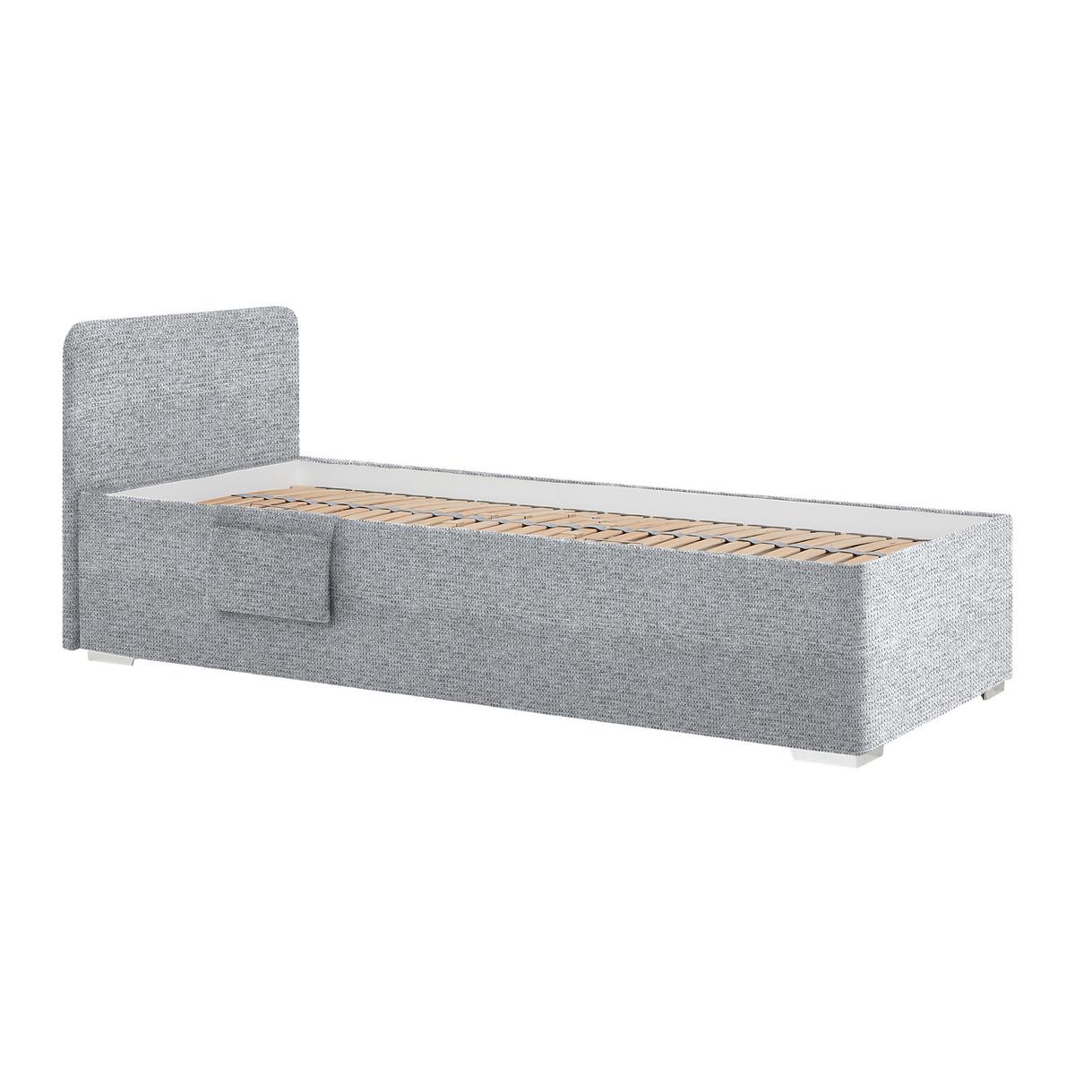 Posteľ Remi s bočnicami 90x200, poťah tmavosivý - prírodná farba/chrómová, Konventionell, drevo/textil (90/200cm) - Based