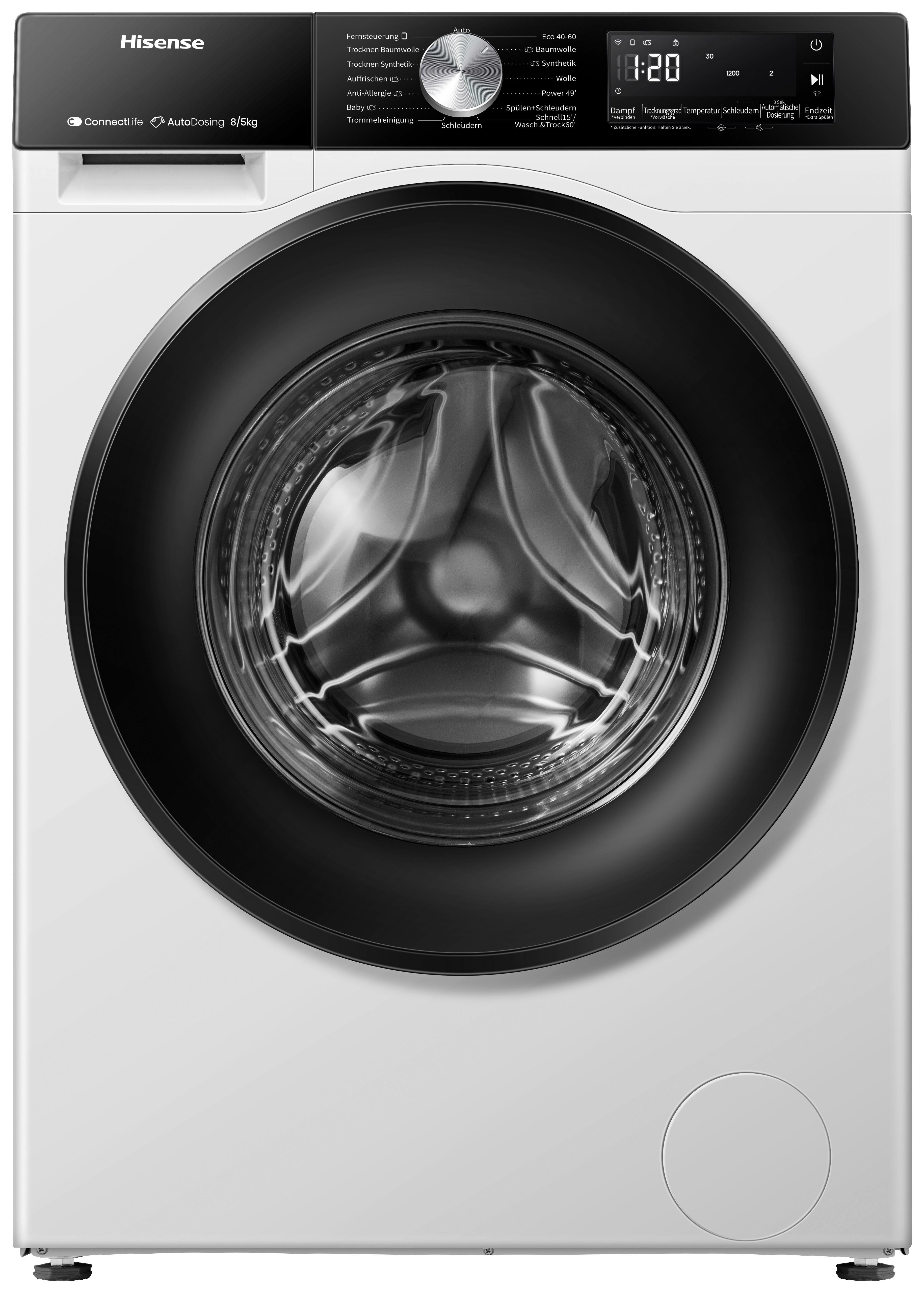 Waschmaschine Wf3s8045bw3 - Schwarz/Weiß, Basics, Glas/Kunststoff (59,5/84,5/51cm) - Hisense