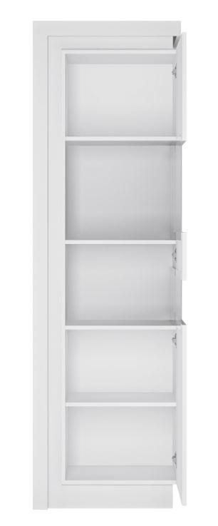 Vitrine Lyon - Weiß Hochglanz/Schwarz, Trend, Glas/Holzwerkstoff (59,7/198/42cm) - Hom`in