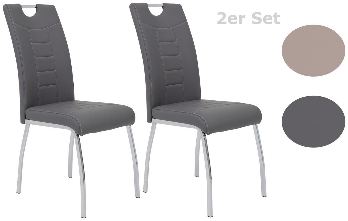 Stuhl-Set Andrea S - Chromfarben/Weiß, MODERN, Textil/Metall (43/100/64cm) - MID.YOU