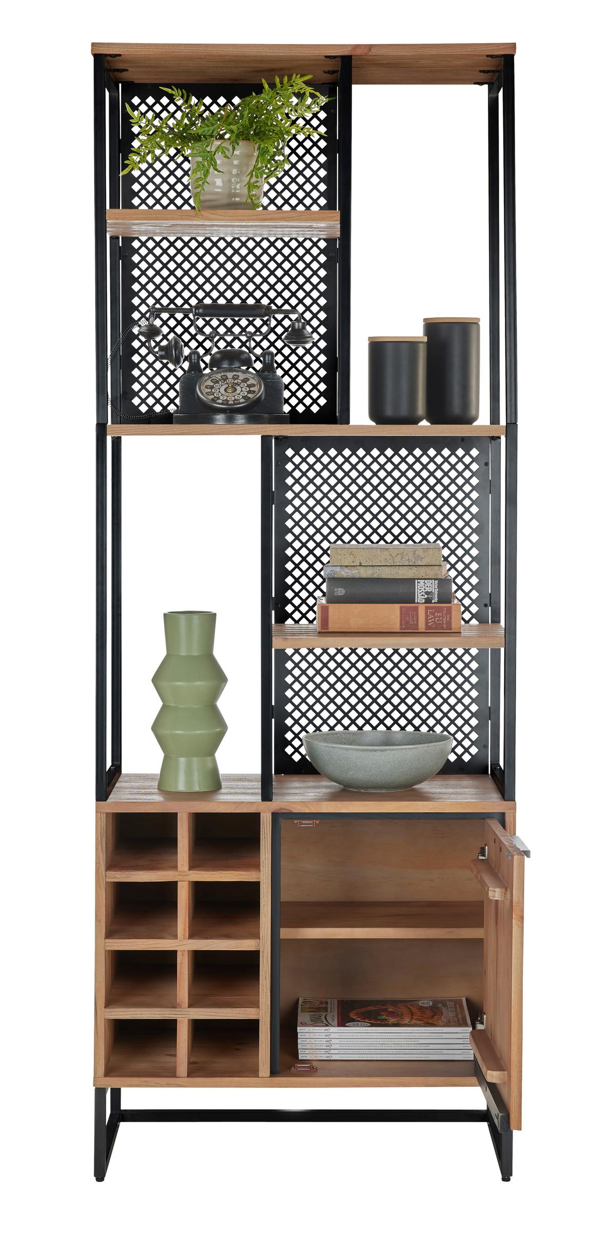 STOJACÍ REGÁL RUSTY - přírodní barvy/antracitová, Moderní, kov/dřevo (70/188/35cm) - Zandiara