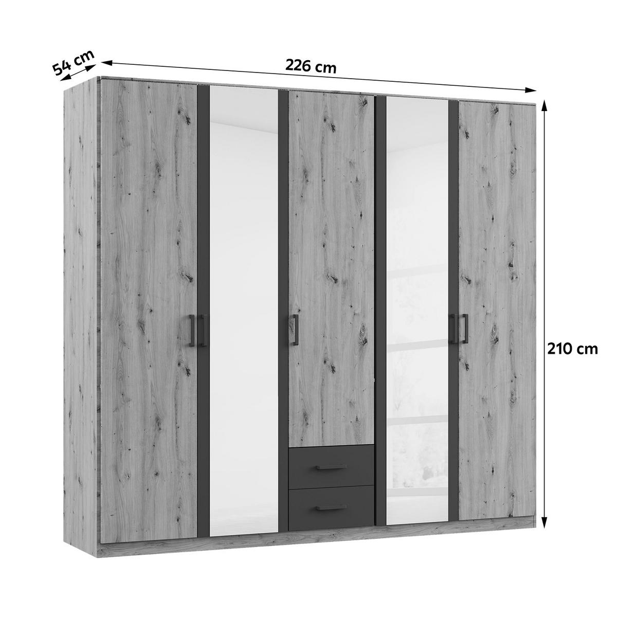 Drehtürenschrank 226cm Despina Eiche Artisan Dekor - Eichefarben/Eiche Artisan, KONVENTIONELL, Holzwerkstoff (226/210/54cm)