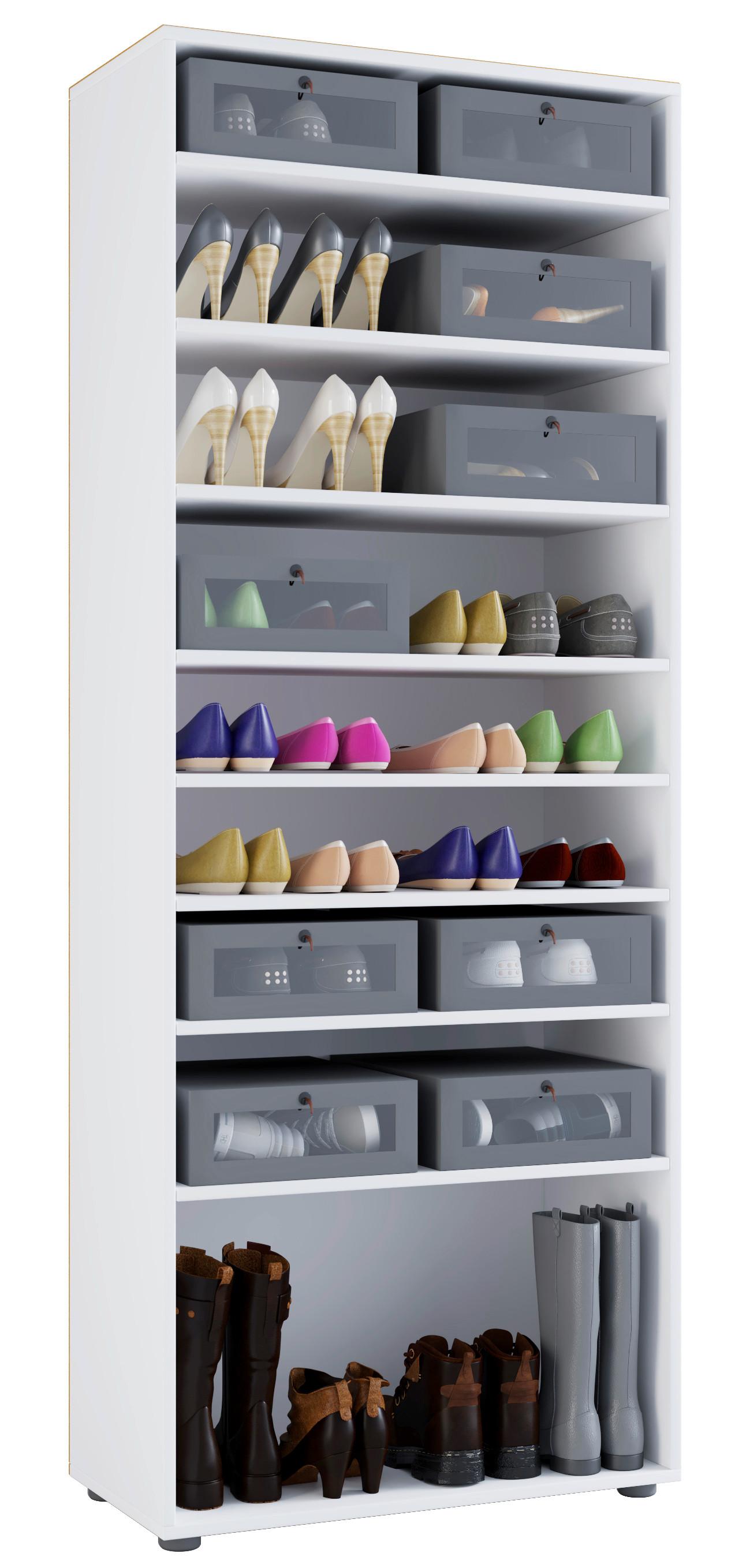 Schuhschrank Vandol Weiß B: 71 cm - Weiß, Design, Holzwerkstoff (71/180/37cm) - MID.YOU