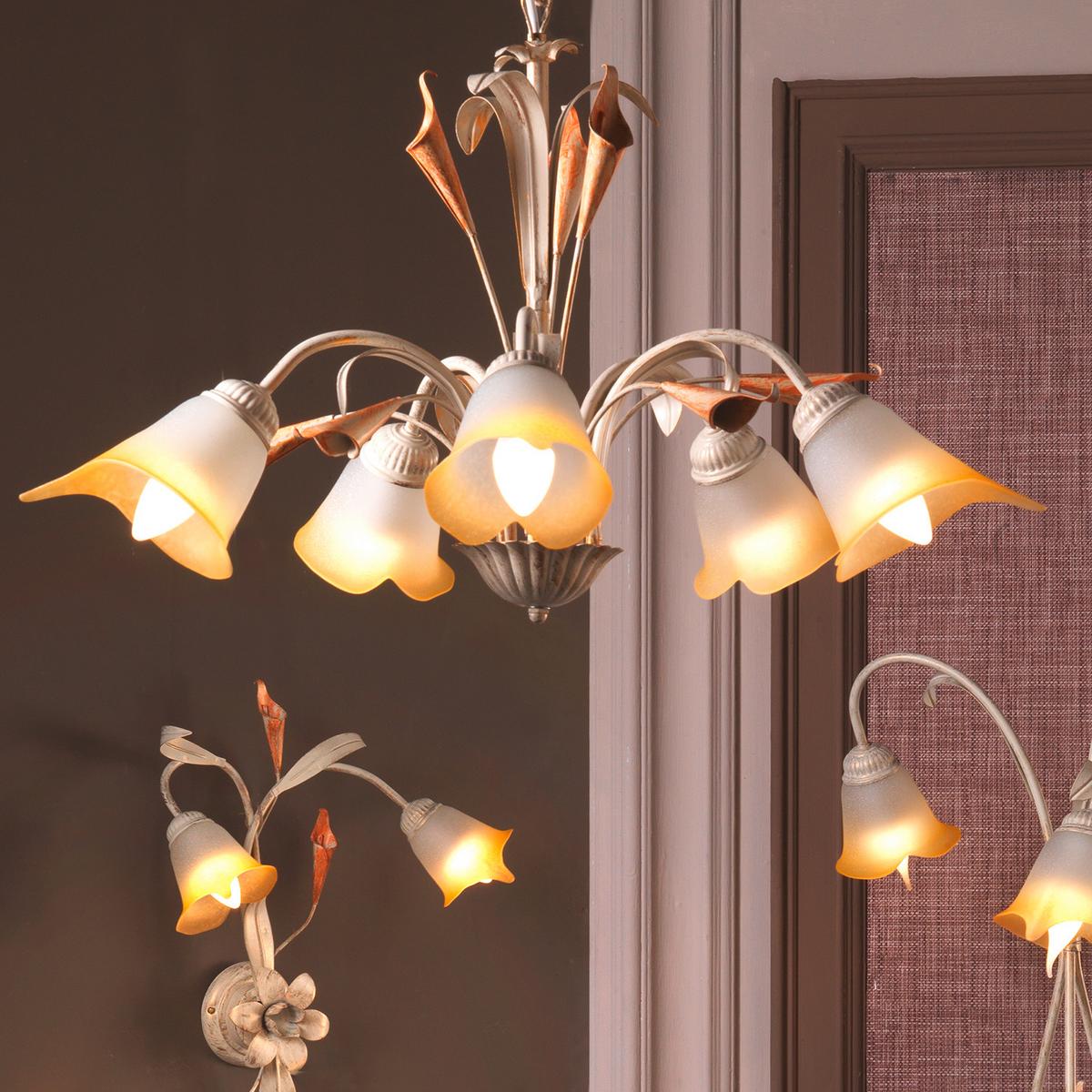 Kronleuchter 4722/5 - Weiß, Natur, Glas/Metall (70/100cm)