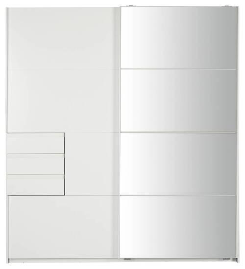 Skriňa s posuvnými dverami OLDENBURG biela/zrkadlo - čierna/sivá, Konventionell, kov/kompozitné drevo (180/198/65cm)