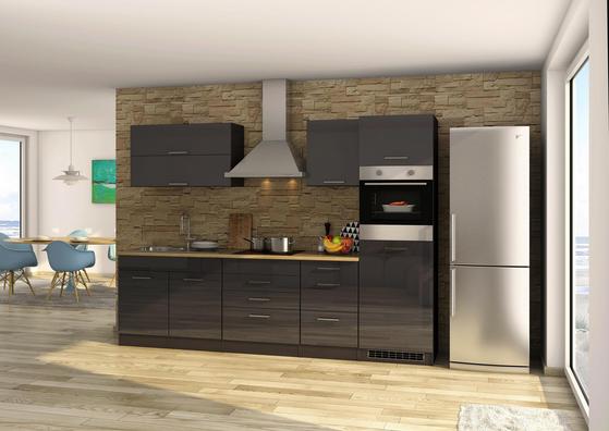 Küchenblock in Anthrazit Hochglanz mit E-Geräten Küchenblock in Anthrazit Hochglanz mit E-Geräten