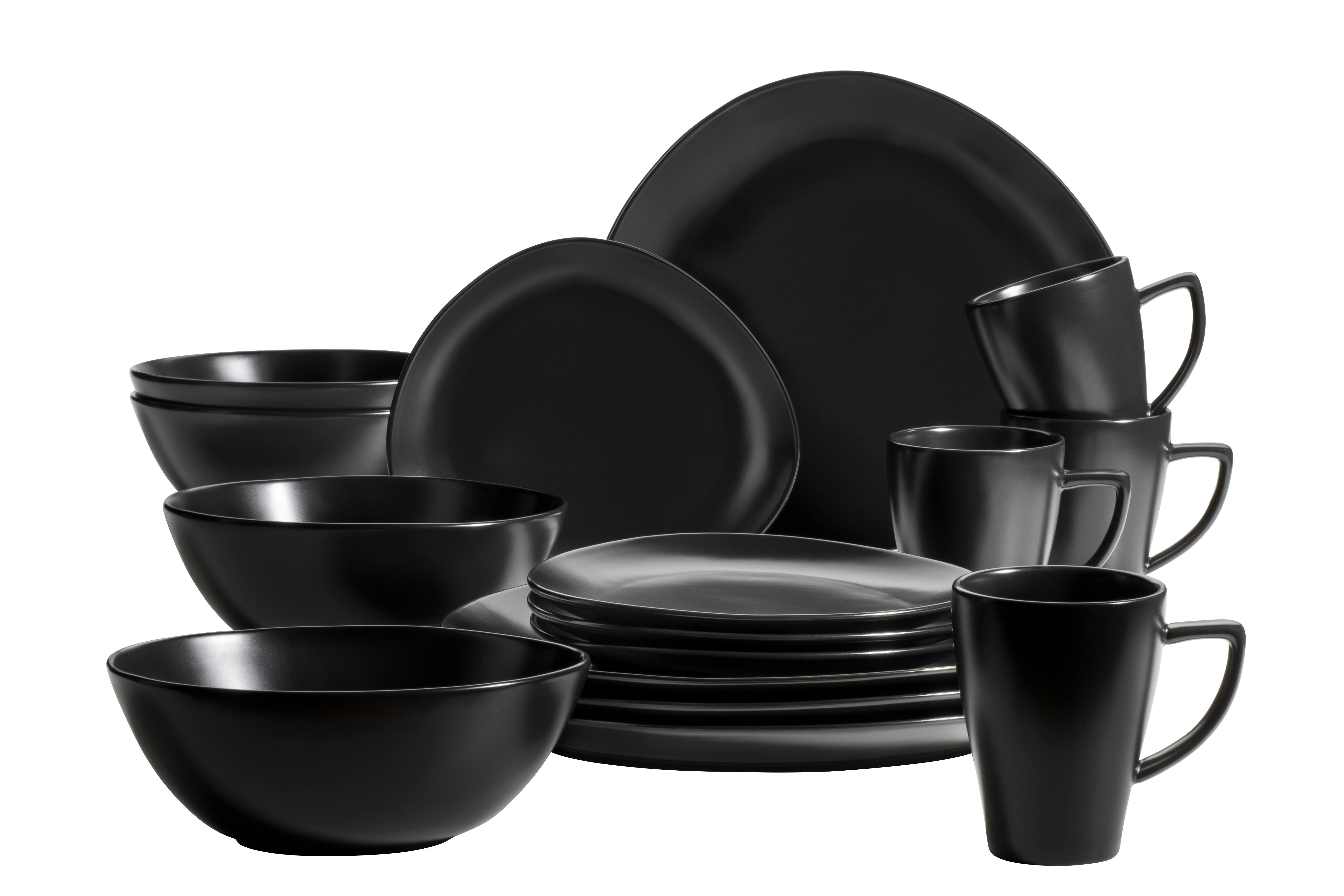 Kombiservice Glendale 4 Personen Geschirrset - Schwarz, Basics, Keramik (44/34/33,6cm) - Mäser