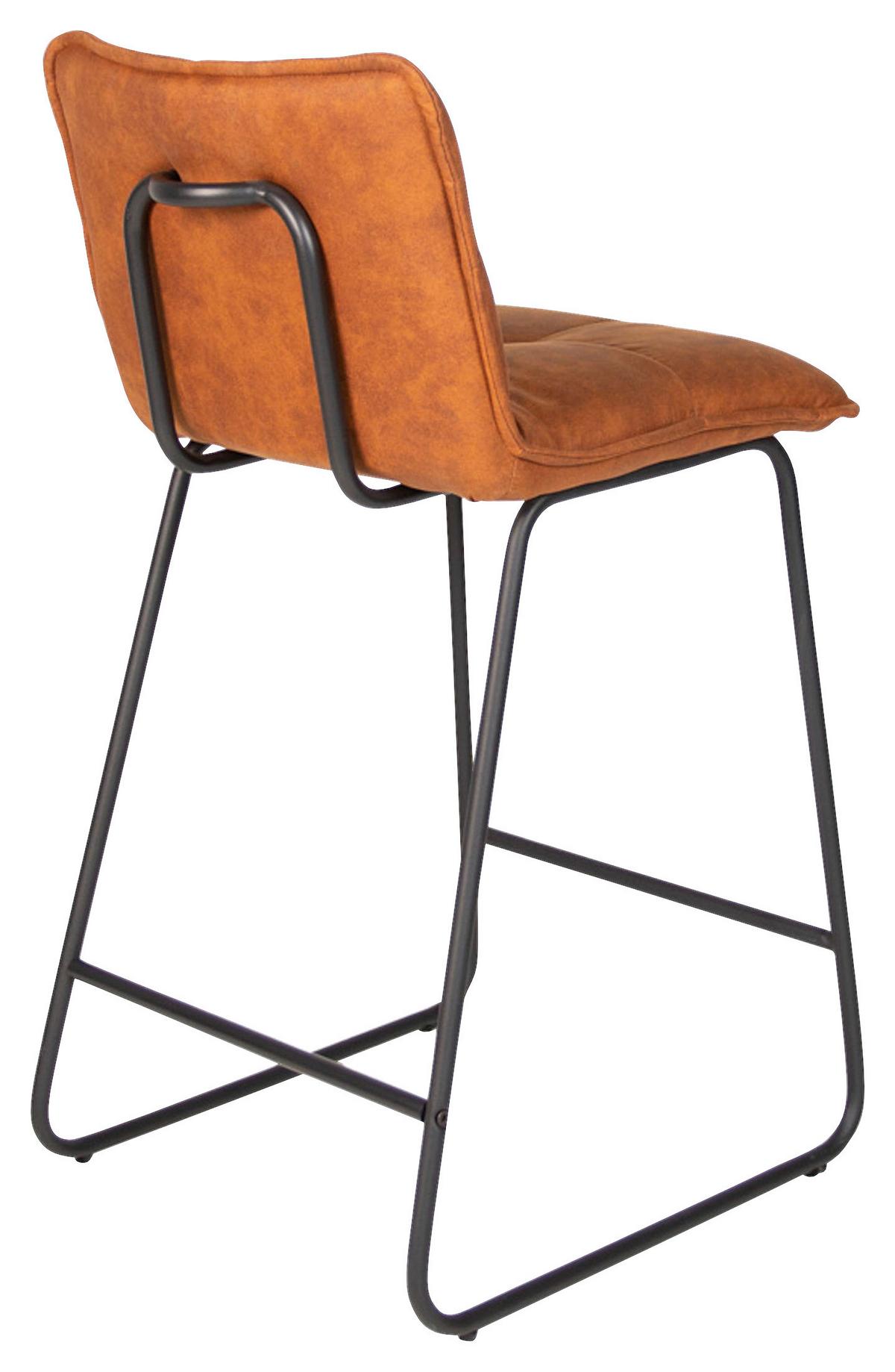 Barhocker-set Jeremy - Cognac/Schwarz, KONVENTIONELL, Textil/Metall (44/87/50cm) - MID.YOU